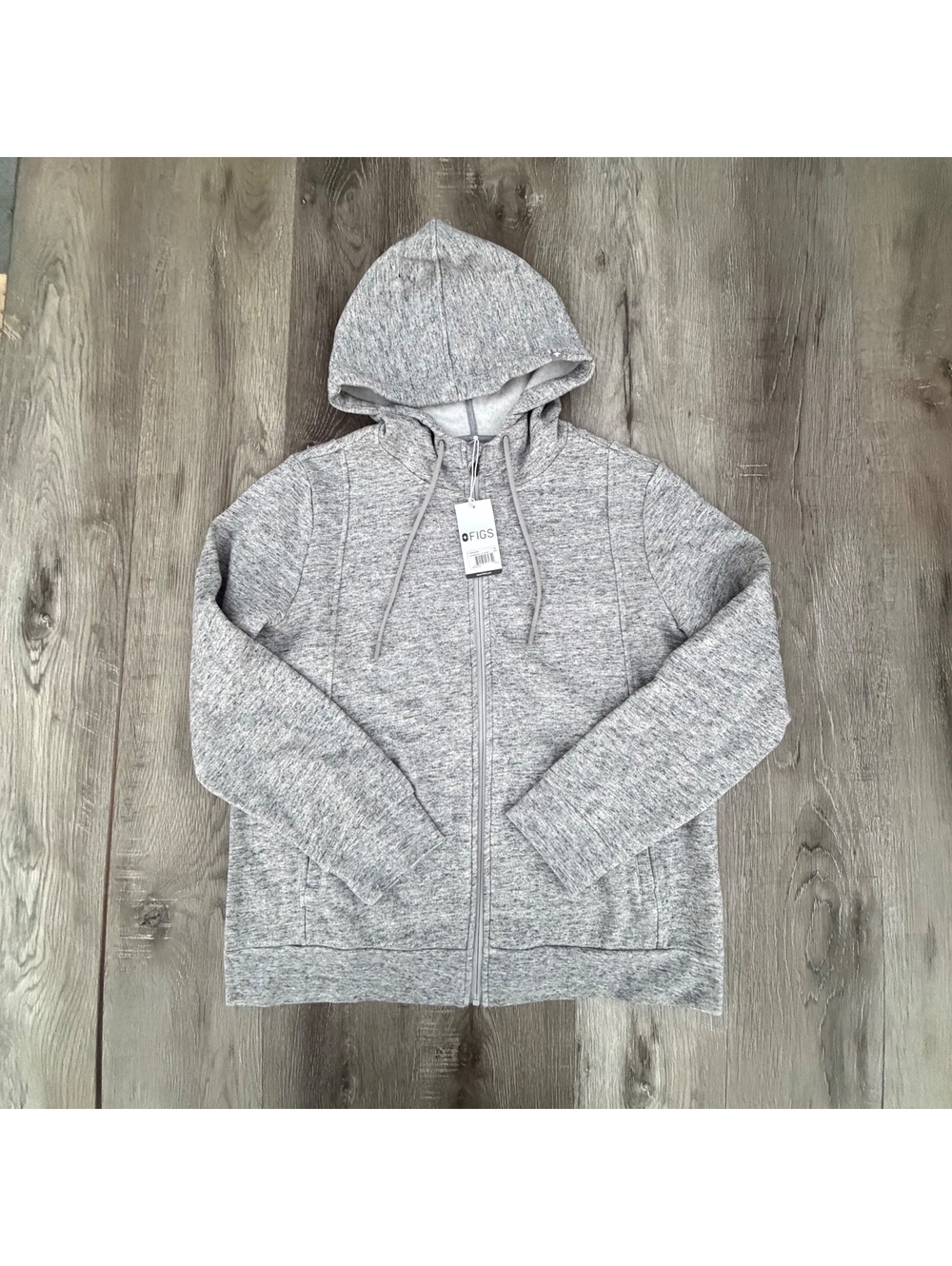 FIGS New XL light heather gray full-zip hoodie